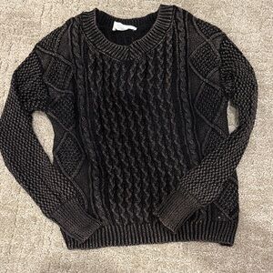 Full Tilt Black Cable Knit Kids Sweater